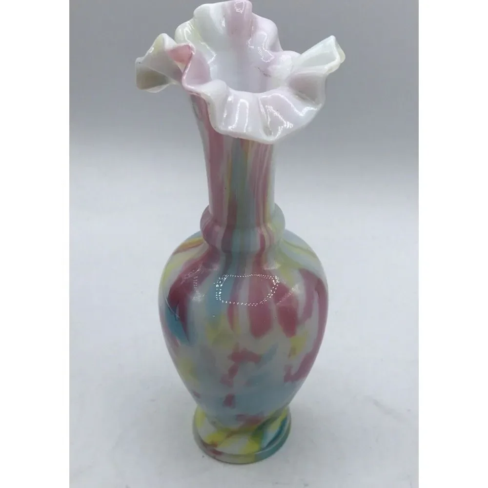 Victorian End‎ Of Day Blown Pastel Spatter Splatter Vase 7